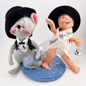 🛍️ Annalee 1992 Happy New Year Set – Baby & Gentleman Mouse Collectible–Vintage